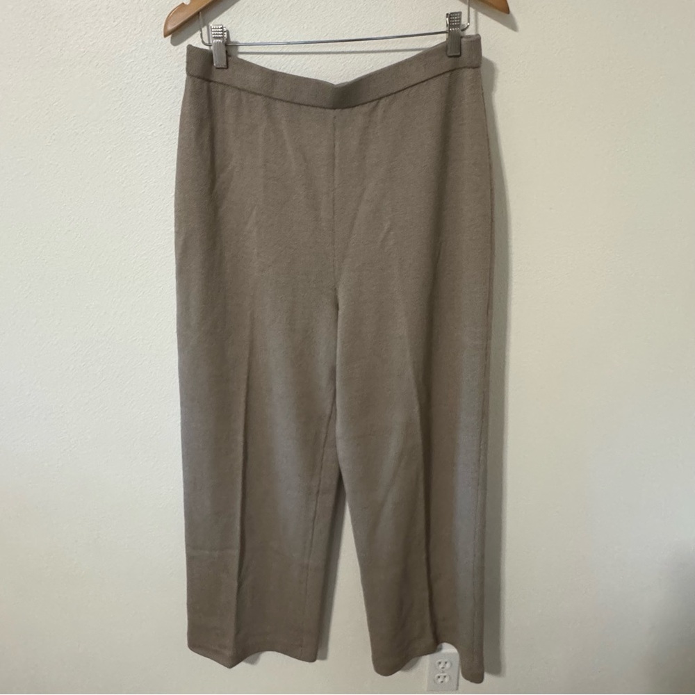 St John Collection Santana Knit Wide Leg Pull On Pants Gray Luxury Evening-16